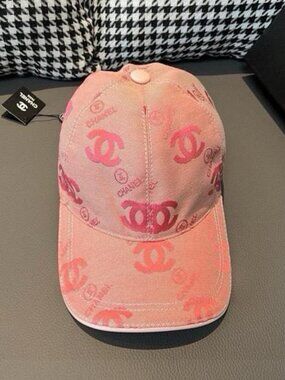 CHANEL Pink CC Logo Quilted Baseball Cap